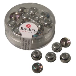 Perles en verre grand trou métal - 9mm - argent iridescent