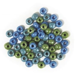 Perles verre grand trou - 8.7mm - bleu, vert
