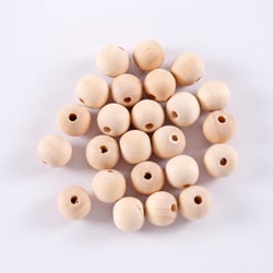 Sachet de perles rondes en bois naturel - Créalia
