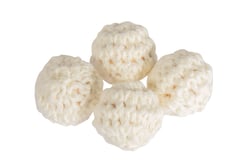 Lot de 4 perles en crochet - 16 mm - Blanc 