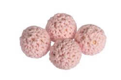 Lot de 4 perles en crochet - 16 mm - Rose 
