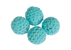 Lot de 4 perles en crochet - 16 mm - Turquoise 