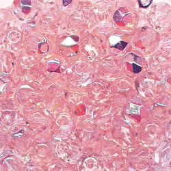 Perles olives transparentes verre dépoli irisé x 50 quartz rose 6mm