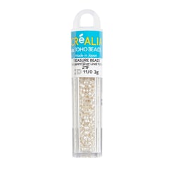 Perles Toho 11/0 - Tube de 3 g - Color 21F Transparent Silver Lined Matte blanc - Créalia