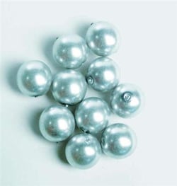 Perles en verre Renaissance - 12mm - gris argenté