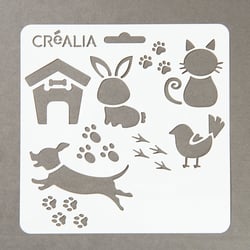 Planche pochoirs Animaux Domestiques et leurs empreintes - Créalia