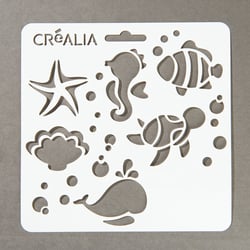 Planche pochoirs Animaux marins et coquillages - Créalia