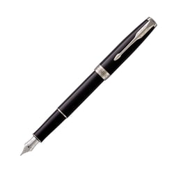 Stylo plume - Noir - Sonnet Laqué noir, finitions palladium - Plume moyenne - Parker