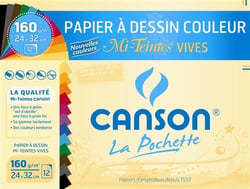Pochette papier à dessin couleur - Canson - 24x32 cm - 160g