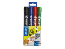 Lot de 4 marqueurs permanents - Couleurs classiques - Permanent Marker 400 - Pointe biseautée - Pilot