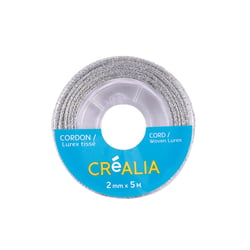 Cordon pailleté tissé 2 mm x 5 m Créalia - Argenté