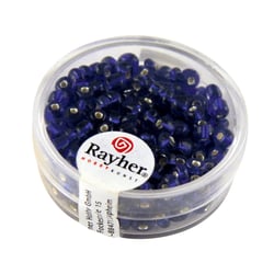 Perles de rocaille - garniture argent - 4 mm - 17 g - bleu foncé