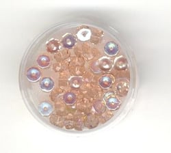 Perles roues transparente verre irisé x 40 quartz rose