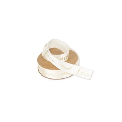 Ruban Love - satin ivoire et or