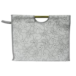 Sac tricot avec anses en bois - papillons gris - 43x33cm