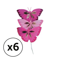 Sachet 6 papillons en plumes - 2 cm - rose