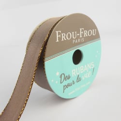 Bobinette Frou-Frou - 6 m x 16 mm - Satin bord brillant - Taupe