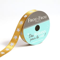 Bobinette Frou-Frou - 5 m x 9 mm - Satin étoile - Poussiere d'or