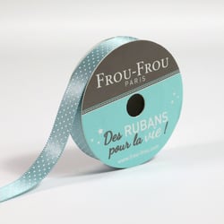 Bobinette Frou-Frou - 5 m x 9 mm - Satin pois - Eucalyptus