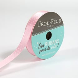Bobinette Frou-Frou - 5 m x 9 mm - Satin pois - Petale de rose