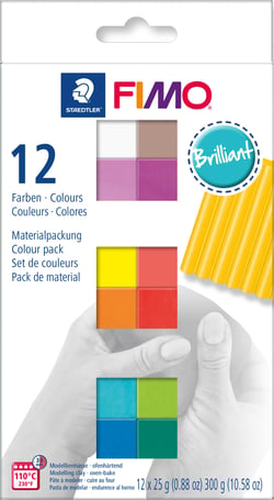 Set de 12 demi-pains Fimo Soft brillantes - 25 g