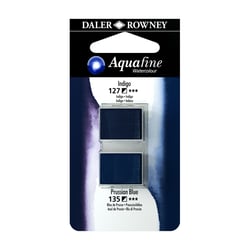 Aquarelle Daler Rowney - Aquafine - 1/2 godet - indigo et bleu de prusse