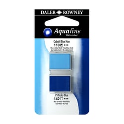 Aquarelle Daler Rowney - Aquafine - 1/2 godet - Bleu cobalt et bleu phthalo