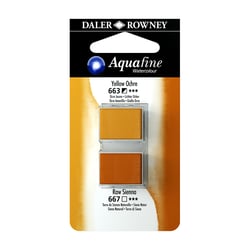 Aquarelle Daler Rowney - Aquafine - 1/2 godet - ocre jaune et terre de sienne naturelle