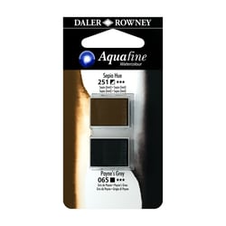 Aquarelle Daler Rowney - Aquafine - 1/2 godet - teinte sépia et gris de payne