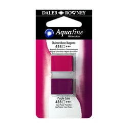 Aquarelle Daler Rowney - Aquafine - 1/2 godet - alizarine cramoisi et garance rose