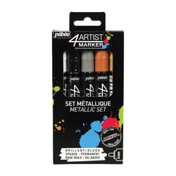 5 marqueurs 4Artist marker Pébéo à pointe 4 mm - couleurs métalliques