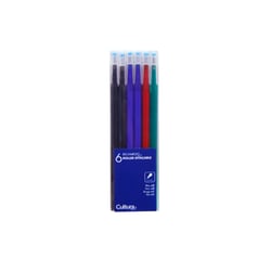 6 recharges d'encre effaçable pour roller - Couleurs classiques - Pointe moyenne - Cultura