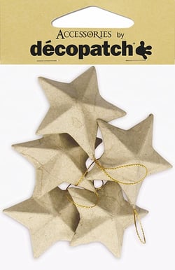 Lot de 5 étoiles à décorer Décopatch - Papier mâché - 8 cm