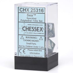 7 dés pour JDR Chessex - Granit - Bleu-vert et blanc