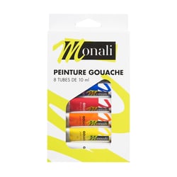 8 tubes de gouache de 10 ml - Monali - coffret de peinture gouache