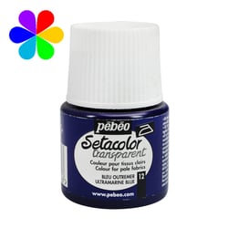 Pot 45 ml peinture tissu Pébéo Setacolor Daim - Bleu d'outremer - Transparent