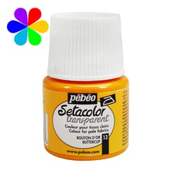 Pot 45 ml peinture tissu Pébéo Setacolor Daim - Bouton d'or - Transparent