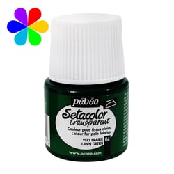 Pot 45 ml peinture tissu Pébéo Setacolor Daim - Vert prairie - Transparent