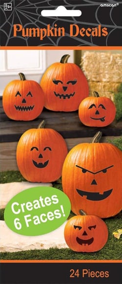Lot de 24 sticker Amscan - Visages de citrouille