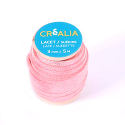 Lacet suédine 3 mm x 5 m Créalia - Rose Pailleté