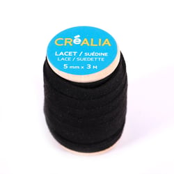 Lacet suédine 5 mm x 3 m Créalia - Noir