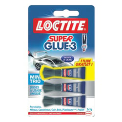 Lot 3 colles extra-fortes Super Glue-3 - Gel - Transparent - Loctite