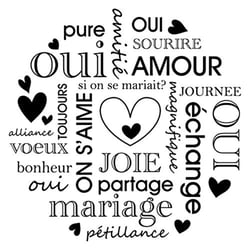Tampon bois Texte amour rond - Artemio