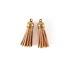 2 pompons de suédine - Or