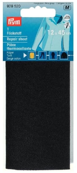 Thermocollant noir tissu lourd - 12x45cm