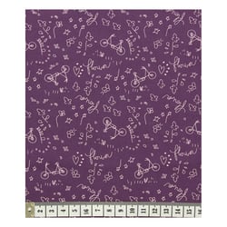 Coupon de tissu Frou Frou - 45x55 cm - A bicyclette - Prune