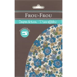 Coupon de tissu fleuri - 45x55 cm - Bleu et vert