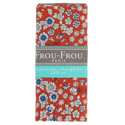 Coupon de tissu fleuri - 45x55 cm - Rouge orangé