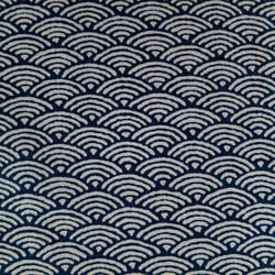 Coupon tissu - 45 x 55 cm - jap vagues indigo - fond ecru