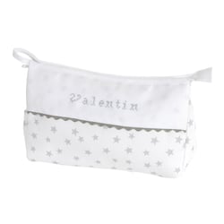Trousse de toilette à broder - blanc étoiles grises